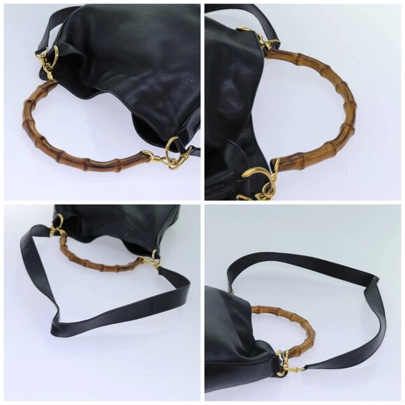 GUCCI Bamboo Hand Bag Leather 2way Black 001 2113 1638 Auth yk11916 - Picture 16 of 16